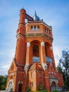 Wroclaw August 14 2018 Side look to red brick Water Tower