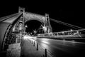 Wroclaw Bridge at night, train