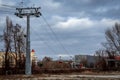 Wroclaw, The cableway Polinka over Odra river in Wroc?aw, Poland. Royalty Free Stock Photo