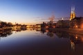 Wroclaw Cathedral and city panorama at night