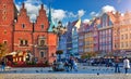 Wroclaw central market square with old colourful