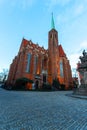 Wroclaw Collegiate Church. Beautiful evening view. Wroclaw, Lower Silesian, Poland. European old architecture Royalty Free Stock Photo