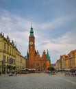 Wroclaw May 23 2018 Town hall at market square at cloudy day