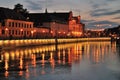 Wroclaw. Oder River quay after sunset