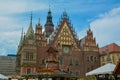 Wroclaw old town in summer view of townhall