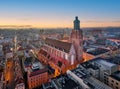 Aerial view of St Elizabeth in Wroclaw, Poland Royalty Free Stock Photo