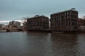 Wroclaw, Poland - 03.30.2023: Apartment house on the Oder River