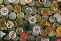 Metal Caps From Different Beer Bottles of Popular Polish Beers