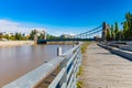 View to the Grunwald Bridge from Maria and Lech KaczyÃâski Boulevard at sunny day Royalty Free Stock Photo