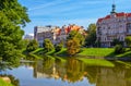 Cityscape with beautiful historic and modern buildings in Wroclaw