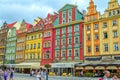 Cityscape of Wroclaw old town Market Square with colorful historical buildings Royalty Free Stock Photo