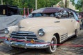 WROCLAW, POLAND - August 11, 2019: USA cars show, 1948 Chevrolet Fleetline Aerosedan, beige colour