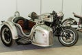 WROCLAW, POLAND - August 11, 2019: USA cars show: vintage gray Honday bike with side car