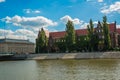 WROCLAW, POLAND: Beautiful landscape with waterfront views of the bridge and the river Odra Royalty Free Stock Photo