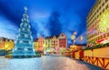 Wroclaw, Poland - Christmas Market in Ryenek old town square, medieval Breslau Royalty Free Stock Photo