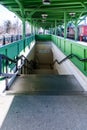 Green platform at railway station in Lesnica