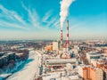 Industrial Area Of Wroclaw - Smoke Coming Out From The Chimneys Of The Power Plant