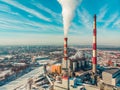 Industrial Area Of Wroclaw - Smoke Coming Out From The Chimneys Of The Power Plant