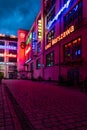 Colorful Neon side square with bars and party clubs