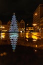 Wroclaw market square at night with some of walking people, glowing lanterns and beautifully and Royalty Free Stock Photo