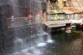 Interior of the modern Africarium with artificial waterfall in Wroclaw Zoo