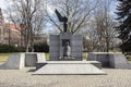 Wroclaw / POLAND - March 30, 2018: Monument of Katyn massacre in sunlight. The Lower Silesian Family Of Katyn black sculpture