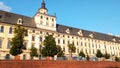 Wroclaw, Poland, May 12, 2021: the building of the old university overlooking the Odra river