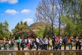 Wroclaw, Poland - May 03, 2015: A queue people at the city zoo
