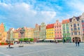 Wroclaw, Poland, May 7, 2019: Row of colorful buildings with multicolored facade Royalty Free Stock Photo