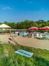 Small city beach OpatoVice next to Odra river and park