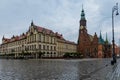 Town hall at market square at rainy day