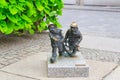 Wroclaw, Poland, May 7, 2019: two Dwarf firemen firefighters is running with ladder and tap