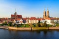 Wroclaw, Poland. Ostrow Tumski with gothic cathedral and church. Royalty Free Stock Photo