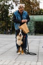 Dog parade at city center with hundreds of barking and smiling dogs