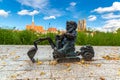 Sculpture of dwarf (gnome) from fairy-tale in a sunny day, Wroclaw, Poland