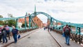 Tourists on Tumski Bridge in Wroclaw city Royalty Free Stock Photo