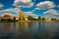 WROCLAW, POLAND: View of Tumski island -Cathedral Island and the Cathedral of St. John the Baptist Royalty Free Stock Photo