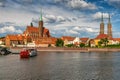 Wroclaw Poland view at Tumski island and Cathedral of St John the Baptist Royalty Free Stock Photo