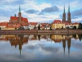 Wroclaw Poland view at Tumski island and Cathedral of St John the Baptist. Poland, Europe Royalty Free Stock Photo