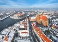 Wroclaw, Poland. Winter cityscape Cathedral Island