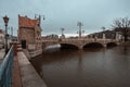 Wroclaw, Pomorski bridge, street near the river