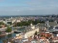 Wroclaw skyline with beautiful colorful historical houses of the Old Town, aerial view from the viewing terrace