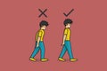 Wrong and Correct Positions For Walk vector illustration. People healthcare icon concept. Movement animation of the character