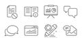 Wrong file, New mail and Presentation icons set. Speech bubble, Technical info and Messenger signs. Vector