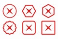 Wrong marks Icon Set, Cross marks, Rejected, Disapproved, No, False, Not Ok, Wrong Choices, Task Completion, Voting. - vector mark