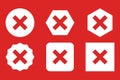 Wrong marks Icon Set, Cross marks, Rejected, Disapproved, No, False, Not Ok, Wrong Choices, Task Completion, Voting. - vector mark