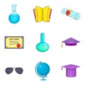 Wrong plan icons set, cartoon style Royalty Free Stock Photo