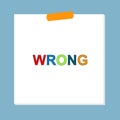 wrong post it on blue Royalty Free Stock Photo