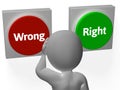 Wrong Right Buttons Show Truth Or Error