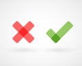 Wrong and right check mark icons. Vector illustration, flat design Royalty Free Stock Photo